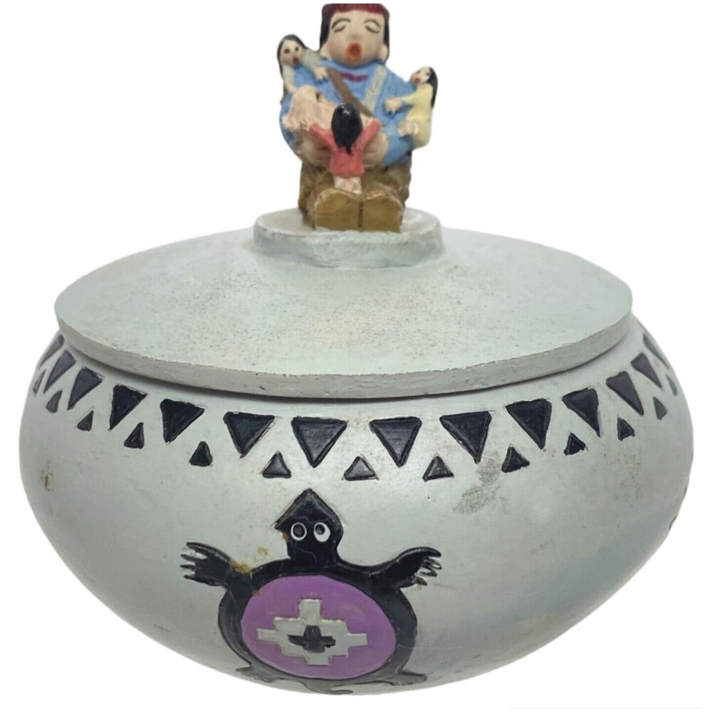 Native American Southwestern Jewelry Trinket Box Pottery Storyteller Keepsake